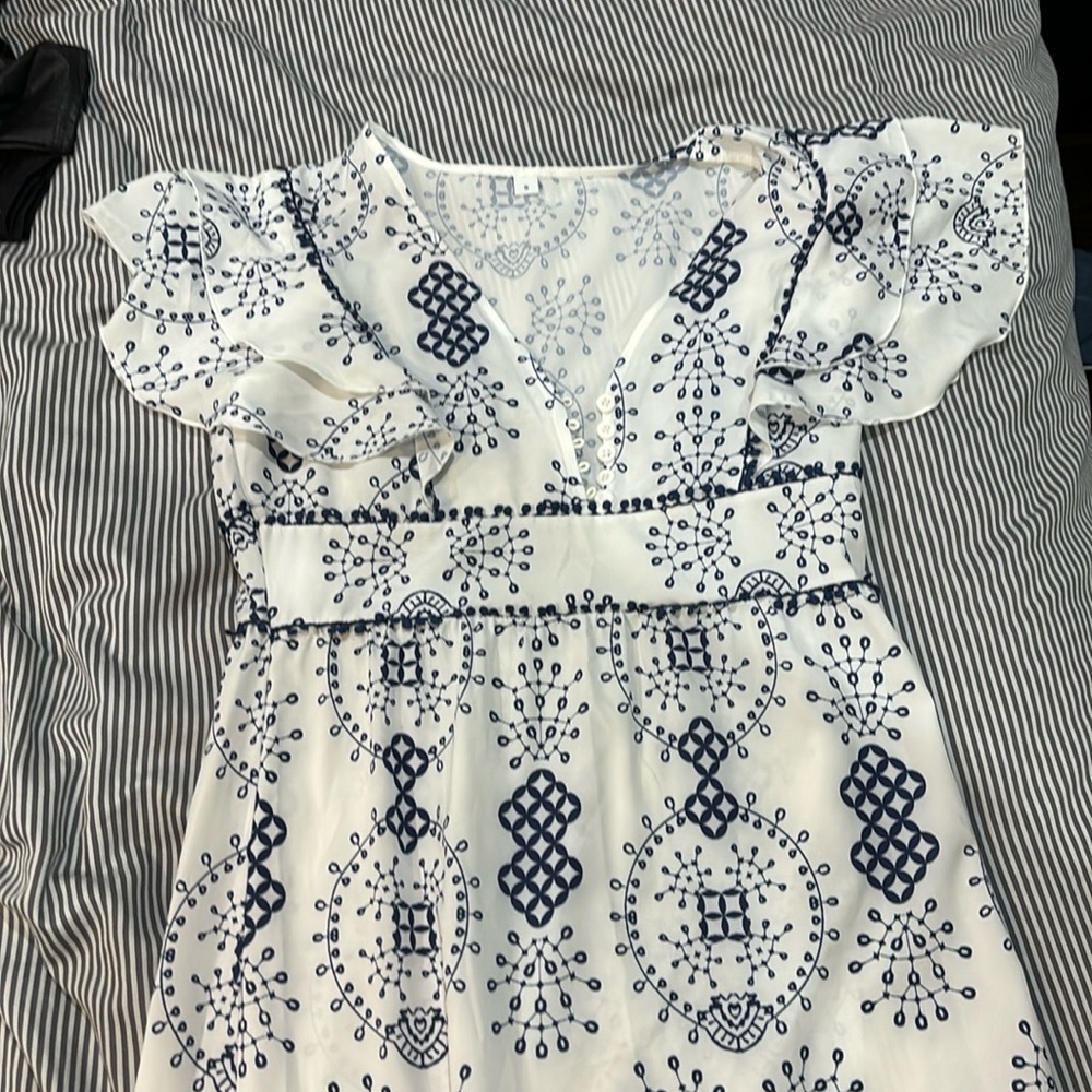 Blue and white maxi dress size small